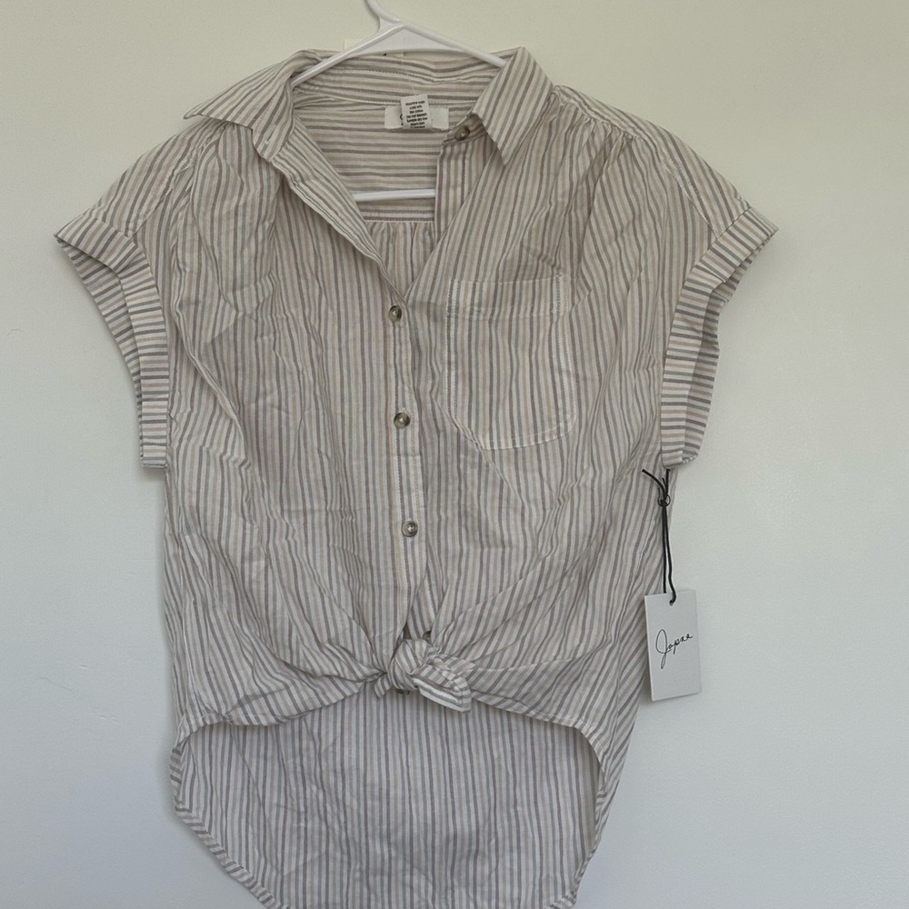 Stripped button up collar shirt
